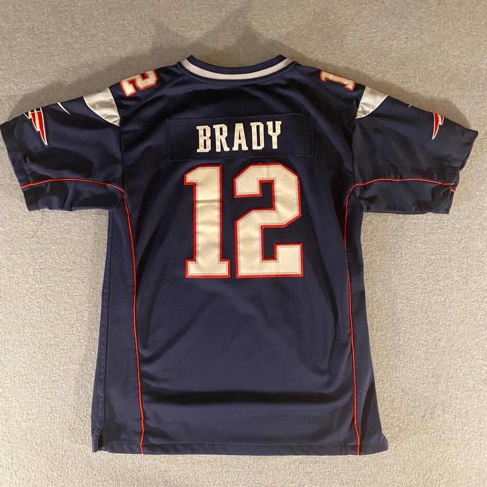 Nike New England Patriots Tom Brady 12 Jersey Youth XL Blue NFL On Field